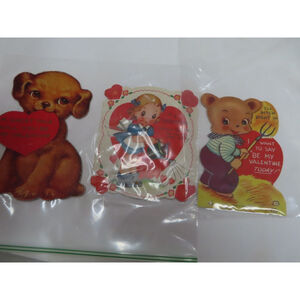 Vintage 1930s Valentine Card Lot 3 Greetings Embossed Fold Out